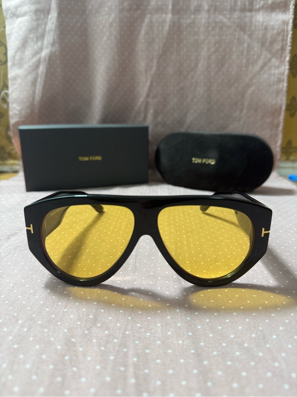 Tom Ford Black Frame Sunglasses with Yellow Lenses